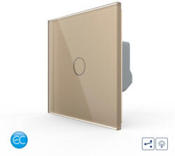LIVOLO Intrerupator Simplu Cap Scara / Cruce cu Dimmer cu Touch LIVOLO din Sticla - Protocol ZigBee EC Auriu (VL-FC1SD1Z2-2G-2A)