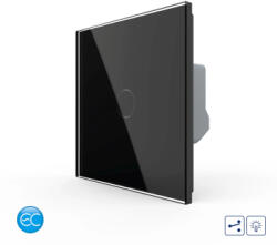 LIVOLO Intrerupator Simplu Cap Scara / Cruce cu Dimmer cu Touch LIVOLO din Sticla - Protocol ZigBee EC Negru (VL-FC1SD1Z2-2G-2B)