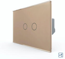 LIVOLO Intrerupator Dublu Cap Scara / Cruce cu Touch LIVOLO din Sticla - Standard Italian Auriu (VL-FC2S-2G-3A)