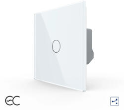 LIVOLO Intrerupator Simplu Cap Scara / Cruce cu Touch LIVOLO din Sticla u2013 Protocol ZigBee EC Alb (VL-FC1SZ2-2G-2W)