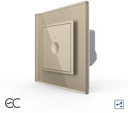 LIVOLO Intrerupator Simplu Cap Scara / Cruce cu Touch LIVOLO cu Rama din Sticla u2013 Protocol Zigbee EC Auriu (VL-FC1SZ2-2A-13)