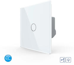 LIVOLO Intrerupator Simplu Cap Scara / Cruce cu Dimmer cu Touch LIVOLO din Sticla - Protocol ZigBee EC Alb (VL-FC1SD1Z2-2G-2W)