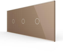 LIVOLO Intrerupator Simplu + Simplu + Simplu cu Touch LIVOLO cu Rama Din Sticla Standard Italian 6M Auriu (VL-FC1/1/1-6A)