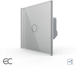 LIVOLO Intrerupator Simplu Cap Scara / Cruce cu Touch LIVOLO din Sticla u2013 Protocol ZigBee EC Gri (VL-FC1SZ2-2G-2I)