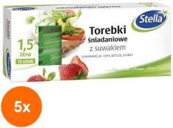 Stella Set 5 x 16 Pungi Alimentare cu Fermoar, Stella, 1.5 l (ROC-5xSPMSTPU031)