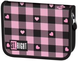 St. Majewski Penar neechipat cu 1 compartiment si 2 extensii, St Majewski, St Right, Pink Checkered Penar