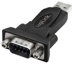 LogiLink USB 2.0 adapter, USB-A/M DB9/M (RS232), Win 11, fekete (AU0002F)