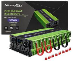 Qoltec Monolith tiszta szinuszhullámos Inverter | Akkumulátortöltő | UPS | 2500W | 5000W | 12V - 230V | LCD (QC-51944)