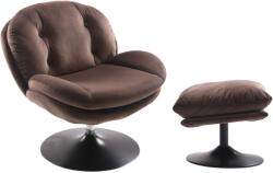 TEMPO KONDELA Luxus forgófotel lábtartóval, barna Velvet szövet, ADELMO