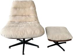 TEMPO KONDELA Luxus forgófotel lábtartóval, bézs/barna/króm, SABIR