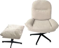 TEMPO KONDELA Luxus forgófotel lábtartóval, szürkésbézs/fekete, MADIX