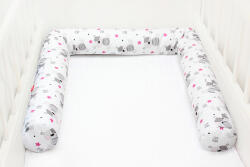 Scamp Rácsvédő hengerpárna 180 cm - Fehér alapon csillagok és macik - manopalota