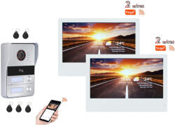 Flexidoor WiFi-s 10 colos, 2 lakásos, 2 VEZETÉKES érintőképernyős kaputelefon SZETT. Kártyaolvasó. FlexiDoor. FD-111223-2