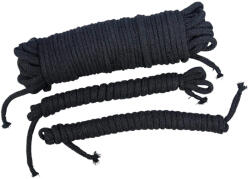 Bad Kitty - set de frânghii pentru bondage (20 m + 2x3 m, negru)