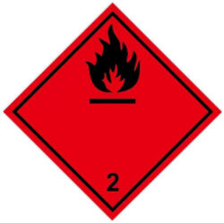  Információs címke, papír Gyúlékony gázok 2.1 10cmx10cm 300db/tekercs - delfinbuvar