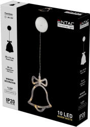 Entac Karácsonyi Ablakdekoráció Csengő 10 LED meleg fehér 3xAAA (ECL-10-WLD-B)
