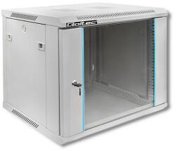 Qoltec RACK szekrény 19" | 9U | 600 x 500 x 450 | Edzett üvegajtó | Függesztett | Acél ház | Zár | Szürke (54484)