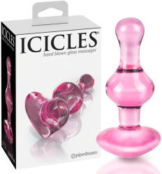 Icicles No. 75 - szíves, üveg anál plug (pink) (05402340000)