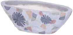 MagicHome Dekoráció MagicHome, Virágcserép mozaikkal, szürke, széles, kerámia, 40, 5x19x14 cm