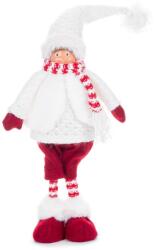 MagicHome Figura MagicHome, karácsonyi, fiú, szövet, piros-fehér, 22x13x57 cm