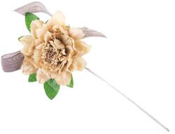  Virág MagicHome, bazsarózsa, szalaggal, okker, szár, virágméret: 17 cm, virághossz: 37 cm, 6 db-os c