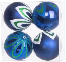 MagicHome Gömbök MagicHome Karácsony, 4 db, kék, dekorációval, karácsonyfára, 10 cm