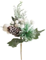  Ág MagicHome Karácsony, tobozzal, fehér, 21 cm