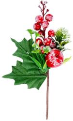 MagicHome Vianoce Ág MagicHome Karácsony, bogyókkal és almával, piros, fagyhatás, 22 cm