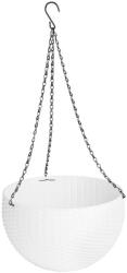  Virágcserép Strend Pro Modern, függő, fehér, 26x16 cm, lánccal és akasztóval