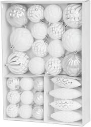 MagicHome Gömbök MagicHome Karácsony, készlet, 31 db, 5-6-8-12 cm, fehér-ezüst, karácsonyfára