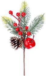 MagicHome Vianoce Ág MagicHome Karácsony, almával és bogyókkal, 23 cm