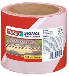 TESA Szalag tesa® SIGNAL, 80 mm, figyelmeztető, piros/fehér, Hossz: 100 m