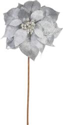 MagicHome Vianoce Virág MagicHome, Karácsonyi Mikulásvirág, ezüst, szár, 38 cm, virágméret: 24 cm