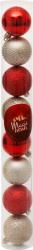 MagicHome 36 ks MagicHome karácsonyi labdák, 8 db, piros-pezsgős, karácsonyfára, 5 cm, Eladó doboz 36 tubus