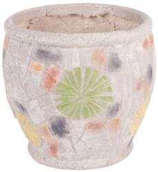 MagicHome Dekoráció MagicHome, Virágcserép mozaikkal, világos, kerámia, 27, 5x27, 5x25 cm