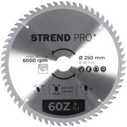  Tárcsa Strend Pro TCT, 250x3.0x30/20 mm, 60T, fához, fűrész, SK lapkák