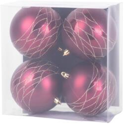 MagicHome Gömbök MagicHome Karácsony, 4 db, bordó, matt, dekorációval, karácsonyfára, 10 cm