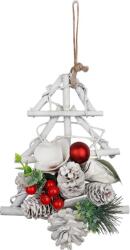MagicHome Dekorácia MagicHome Vianoce, stromček s čečinou a šiškami, závesný, 18x6x20 cm