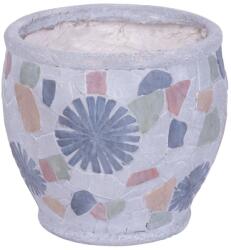 MagicHome Dekoráció MagicHome, Virágcserép mozaikkal, szürke, kerámia, 27, 5x27, 5x25 cm