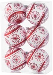  Gömbök MagicHome Karácsony, 6 db, 8 cm, piros - fehér, csillámokkal, karácsonyfára