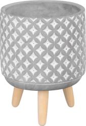 MagicHome Dekoráció MagicHome, Virágcserép mozaikkal, szürke, cement, lábakkal, 13x13x12 cm