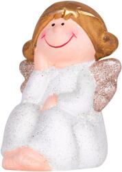  Figura MagicHome, karácsonyi, ülő angyal, polirezin, 6, 7x6, 2x11 cm