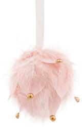 MagicHome Dekoráció MagicHome Karácsony, gömb, tollas, rózsaszín, 10x10x9 cm