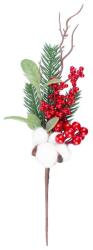 MagicHome Vianoce Ág MagicHome Karácsony, bogyókkal és pamuttal, 34 cm