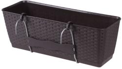 Prosperplast Virágcserép RATOLLA Case PW 500, barna, alátéttel, korlátra akasztható