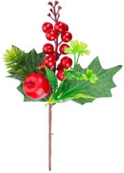 MagicHome Vianoce Ág MagicHome Karácsony, bogyókkal és almával, 21 cm