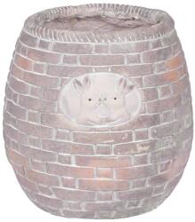 MagicHome Dekoráció MagicHome, Virágcserép mozaikkal, barna, nyuszikkal, kerámia, 25x25x25 cm