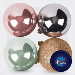 MagicHome Gömbök MagicHome Karácsony, 4 db, vegyes, karácsonyfára, 10 cm