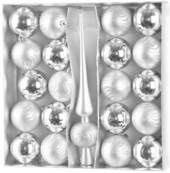  Gömbök MagicHome Karácsony, készlet, 21 db, 6 cm, ezüst, csúcs, karácsonyfára