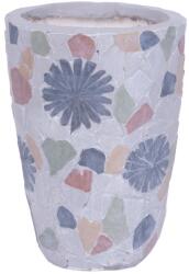 MagicHome Dekoráció MagicHome, Virágcserép mozaikkal, szürke, kerámia, 20, 5x20, 5x28 cm